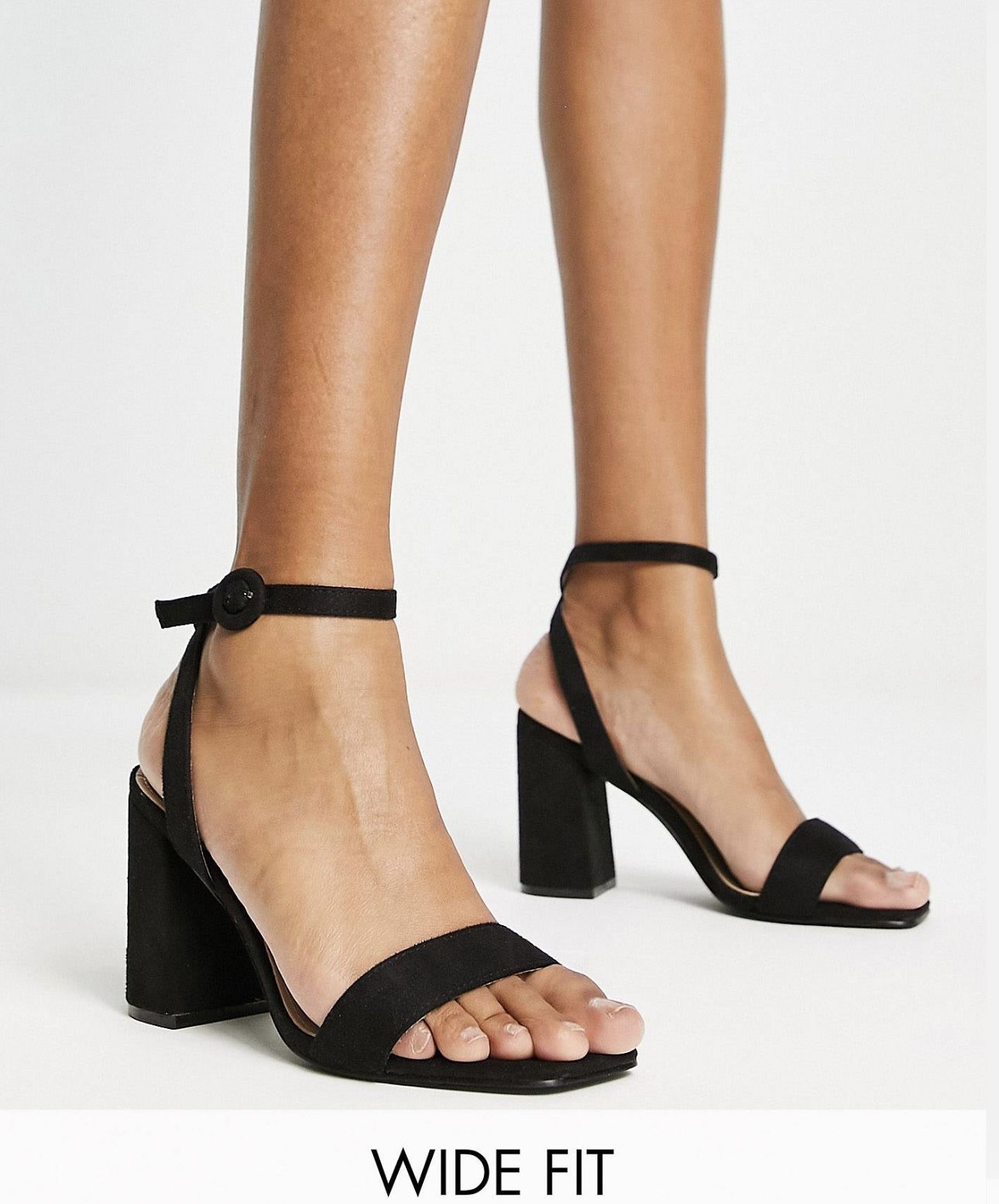 Black block heeled sandals wide fit size 5