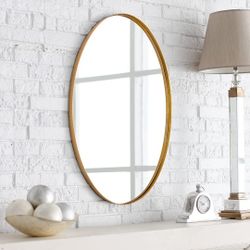 Oval Wall Mirror, Bathroom Mirror of Metal Frame, Wall Mounted 22 x 30 Inch Gold Oval Mirror #617