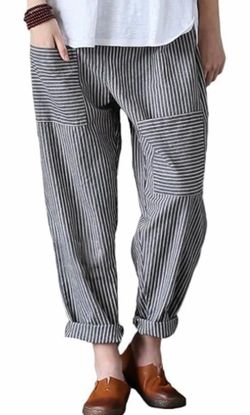 Striped Wide Leg Harem Pants