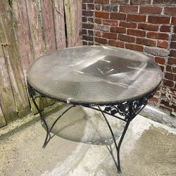 Vintage Black Cast Iron Grape Leaves Outdoor Patio Table