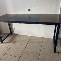 Gymax 63 in. Rectangle Brown Computer Desk Modern Industrial Office Desk w/ Metal Frame & Large Executive Desk