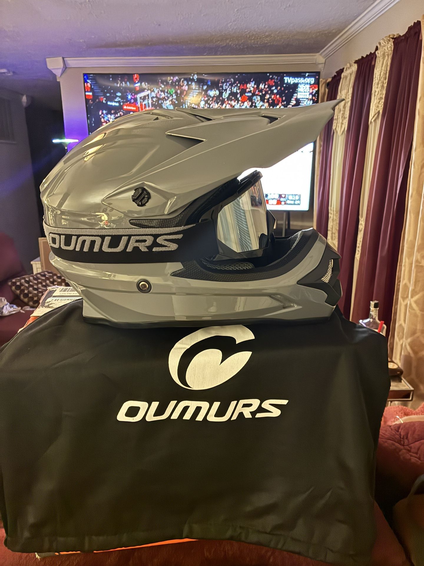 Adult ATV Dirt Bike Helmet with Goggles & Mask Adjustable Sun Visor Motorcycle Adult Size XL