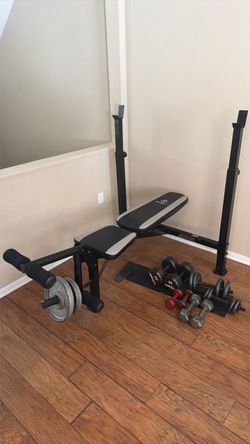 Gym bench and leg extension set