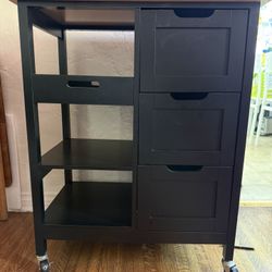 YITAHOME Small Solid Wood Top Kitchen Island Cart on Wheels with Storage