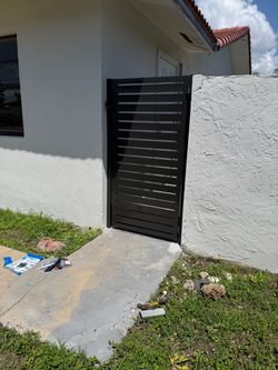 Black Metal Horizontal Slat Walk Gate