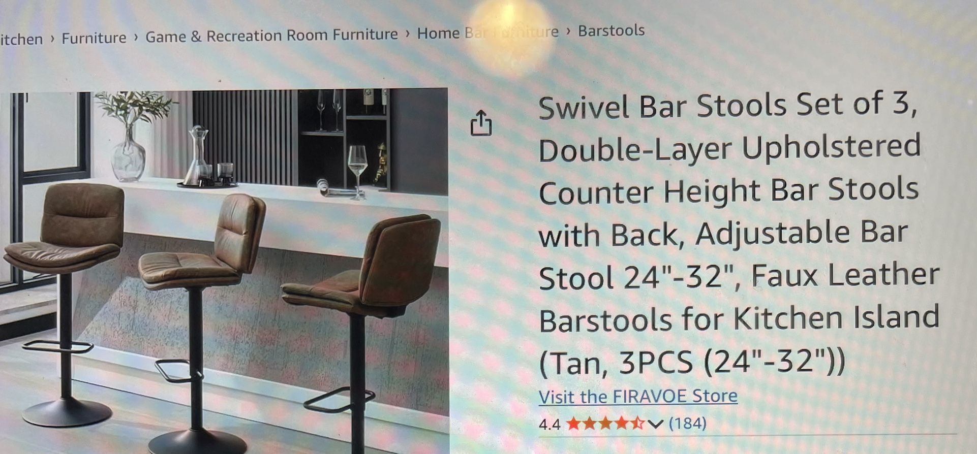 Firavoe Swivel Bar Stools Chairs 