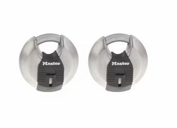Master Lock Heavy Duty Outdoor Shrouded Padlock with Key 2-3/4 in. Wide 2-Pack