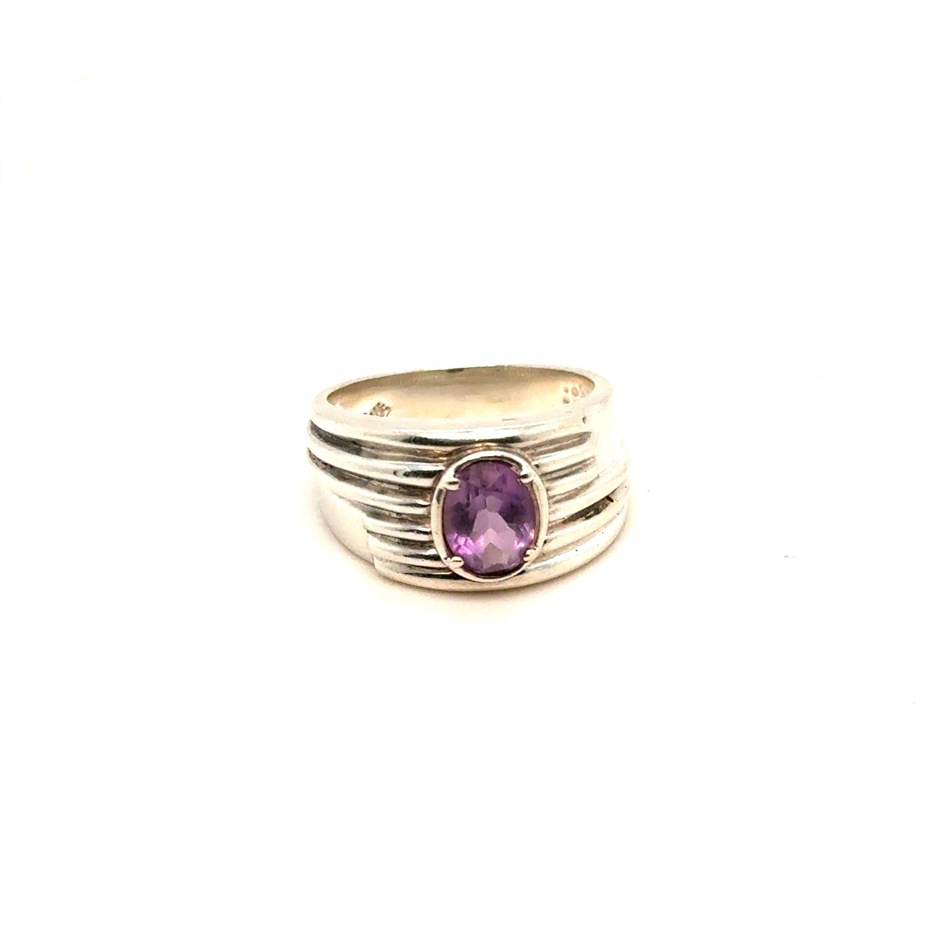 Silver 925 Oval Shaped Amethyst Ring
