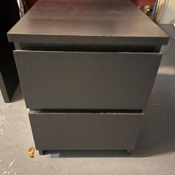 IKEA Modern Black 2-Drawer Nightstand