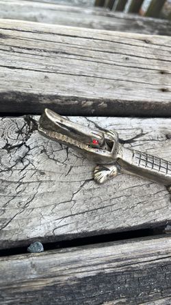 Solid brass alligator nutcracker