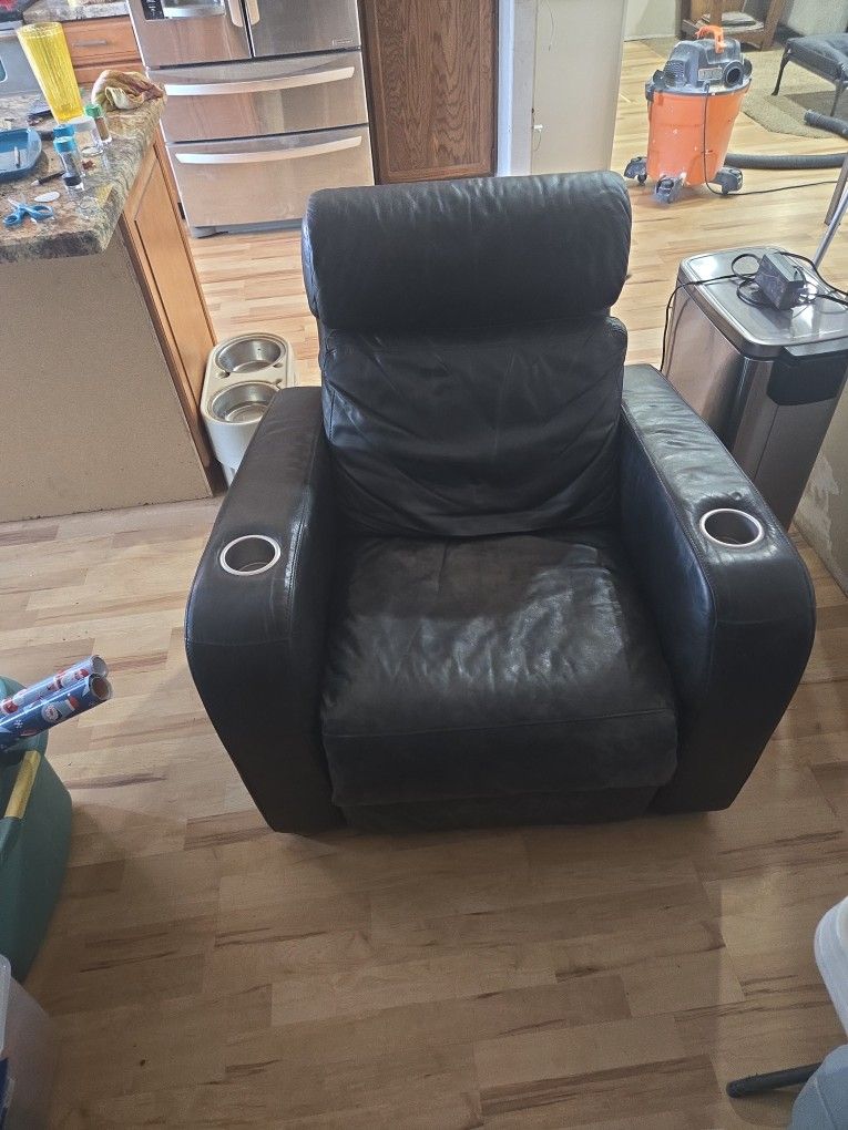Free...2- Black Leather Matching Electric Recliners