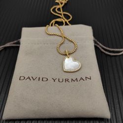 Women's David Yurman gold heart off-white opal necklace