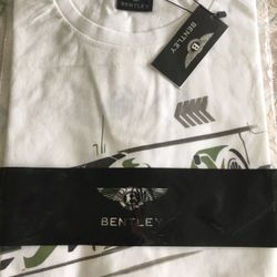 Men’s Bentley White /Printed Short Sleeve Crew Tee Size Large, Brand New In Bag With Tags