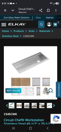 Elkay kitchen sink 45in