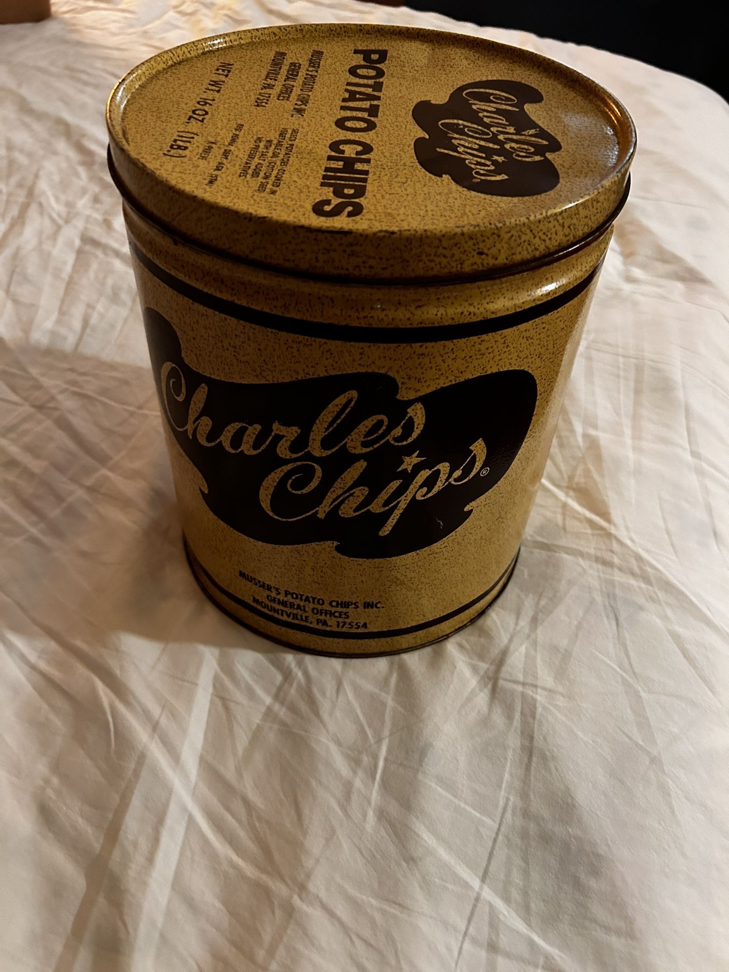 Vintage Charles Chips Tin Can