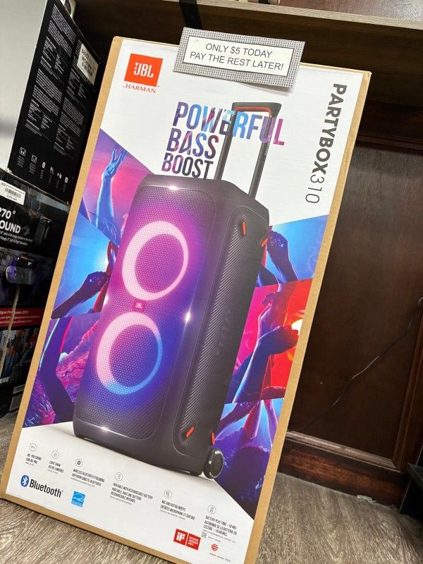 Jbl PartyBox 310 Bluetooth Speaker New - Pay $1 today and pay the rest later -