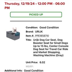 Doggie Car Seat And Stress Relief Bed ( Small Dog) 