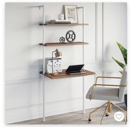 Theo Wall Shelf Rustic Matte Kids' Desk Oak Brown/white - Nathan James