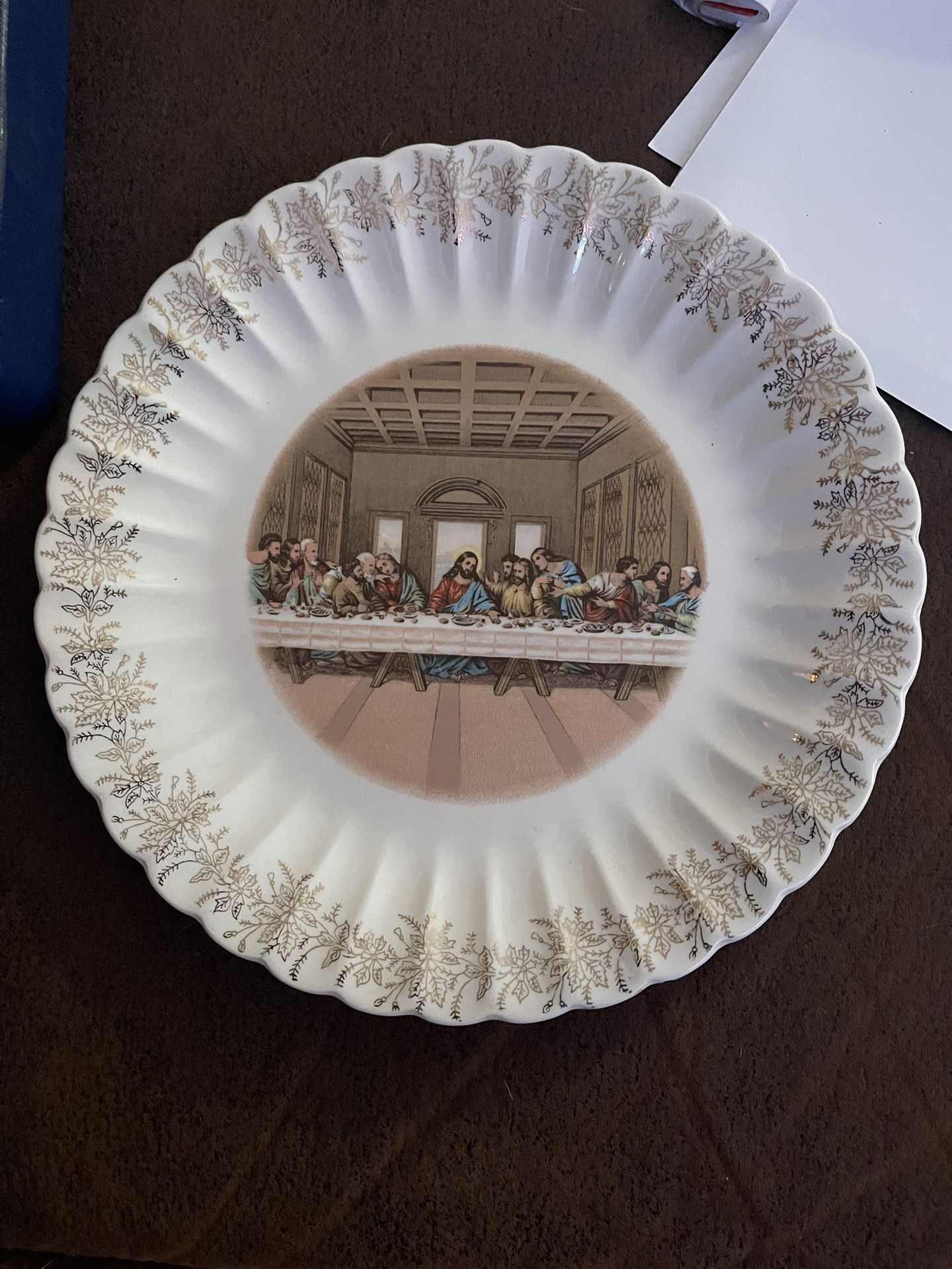 Vintage Lord's Supper Plate Sander's Mfg Nashville 1st Edition 23K GOLD TRIM 10"