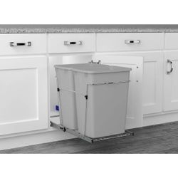 Brand New in Box Rev-A-Shelf Chrome Steel Double 35 qt. Gray Waste Pullout with Soft-Close