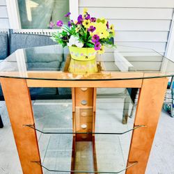 Cherry Wood Tv/Media Stand Glass 