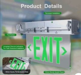 Qlite Recessed Mount Edge-Lit LED Exit Sign.contractor Grade Pack Of 2