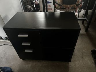 Black Storage Cabinet / Credenza – Modern Office or Home Use
