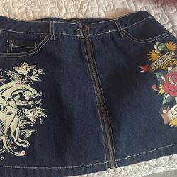 ed hardy y2k jean skirt