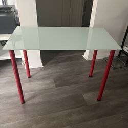 IKEA Tempered Frosted Glass Desk Table