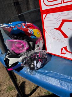 Kids motorcycle her and goggles