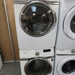 Samsung Front Loading Washer And Stackable Gas Dryer Set 