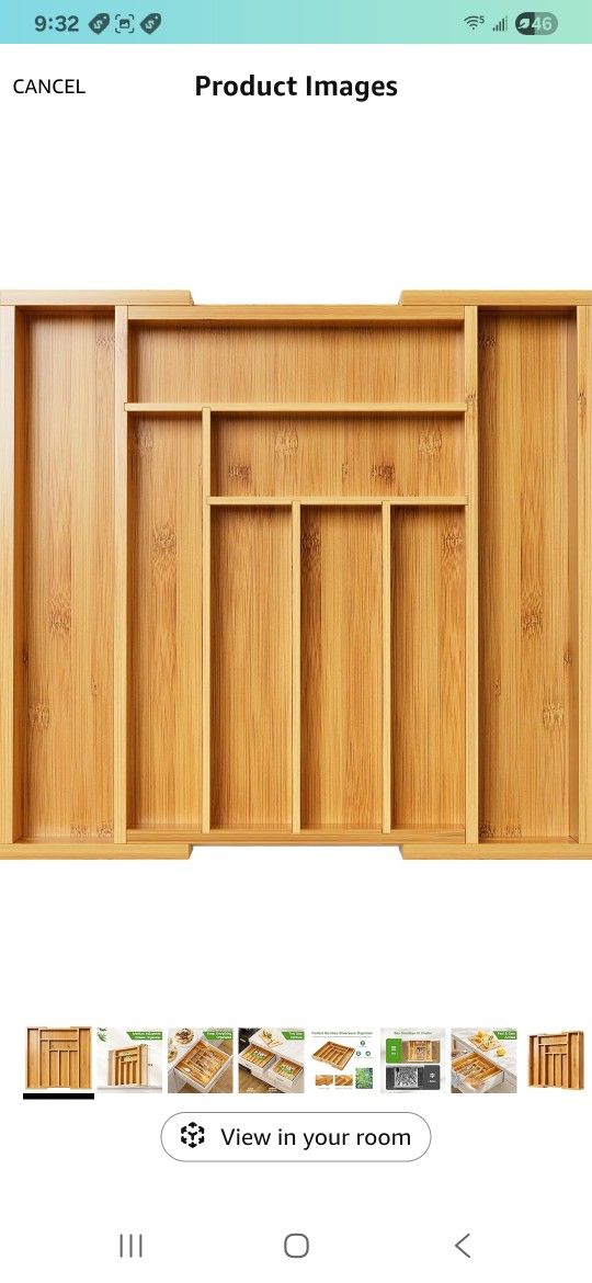 Bamboo Drawer Organizer $15