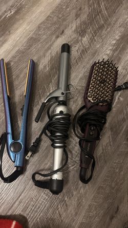 Hair Styling Tools Bundle – Flat Iron, Curling Iron & Straightening Brush