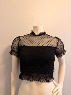 Forever 21 Black Lace Smocked Crop Top Small