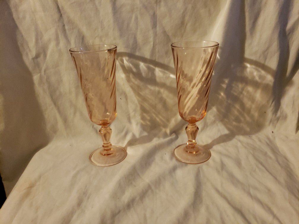 Vintage Depression Glass Champagne Flutes