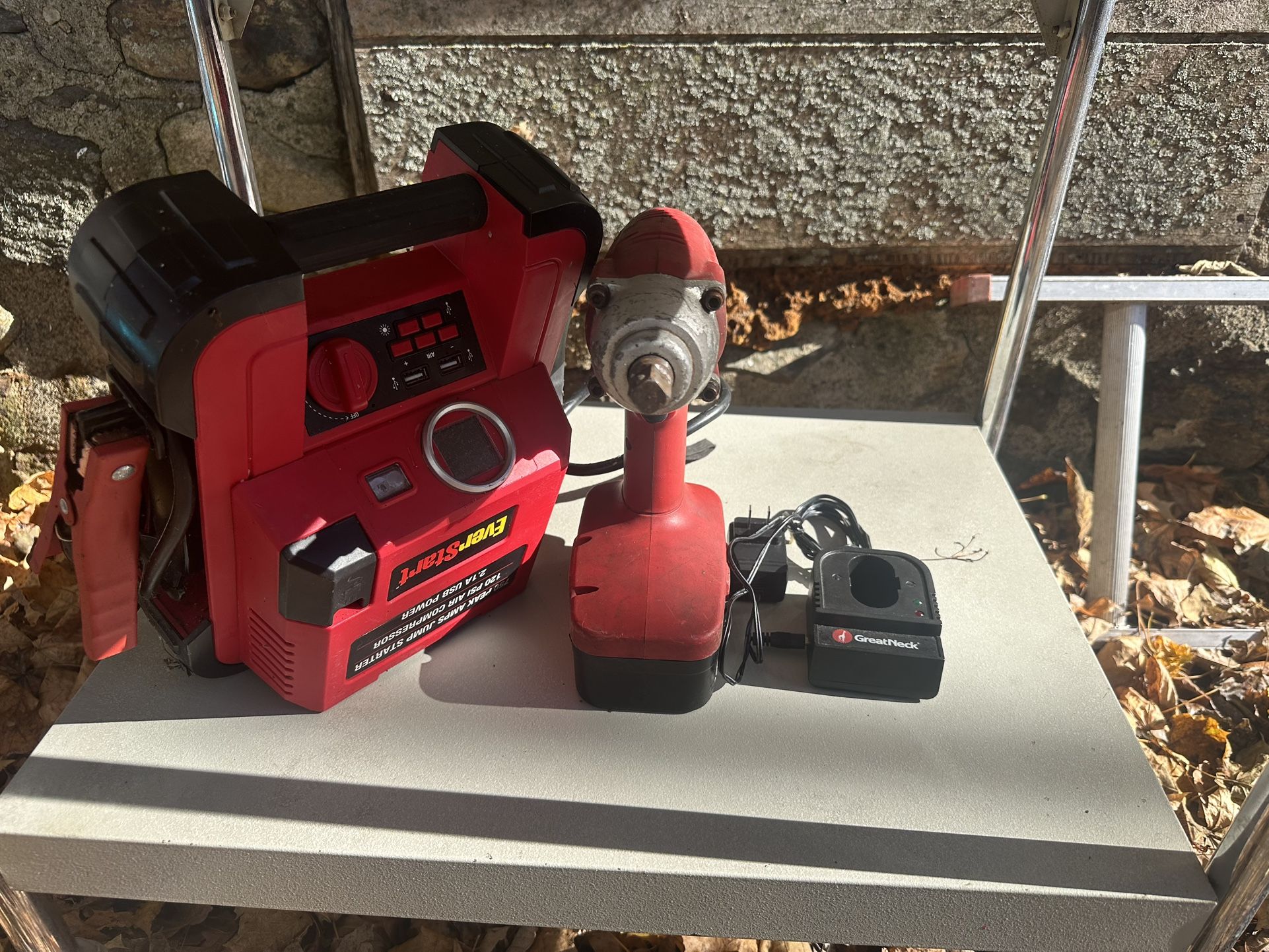 Gear neck 24V Impact Wrench& Jump Start& Metal Table