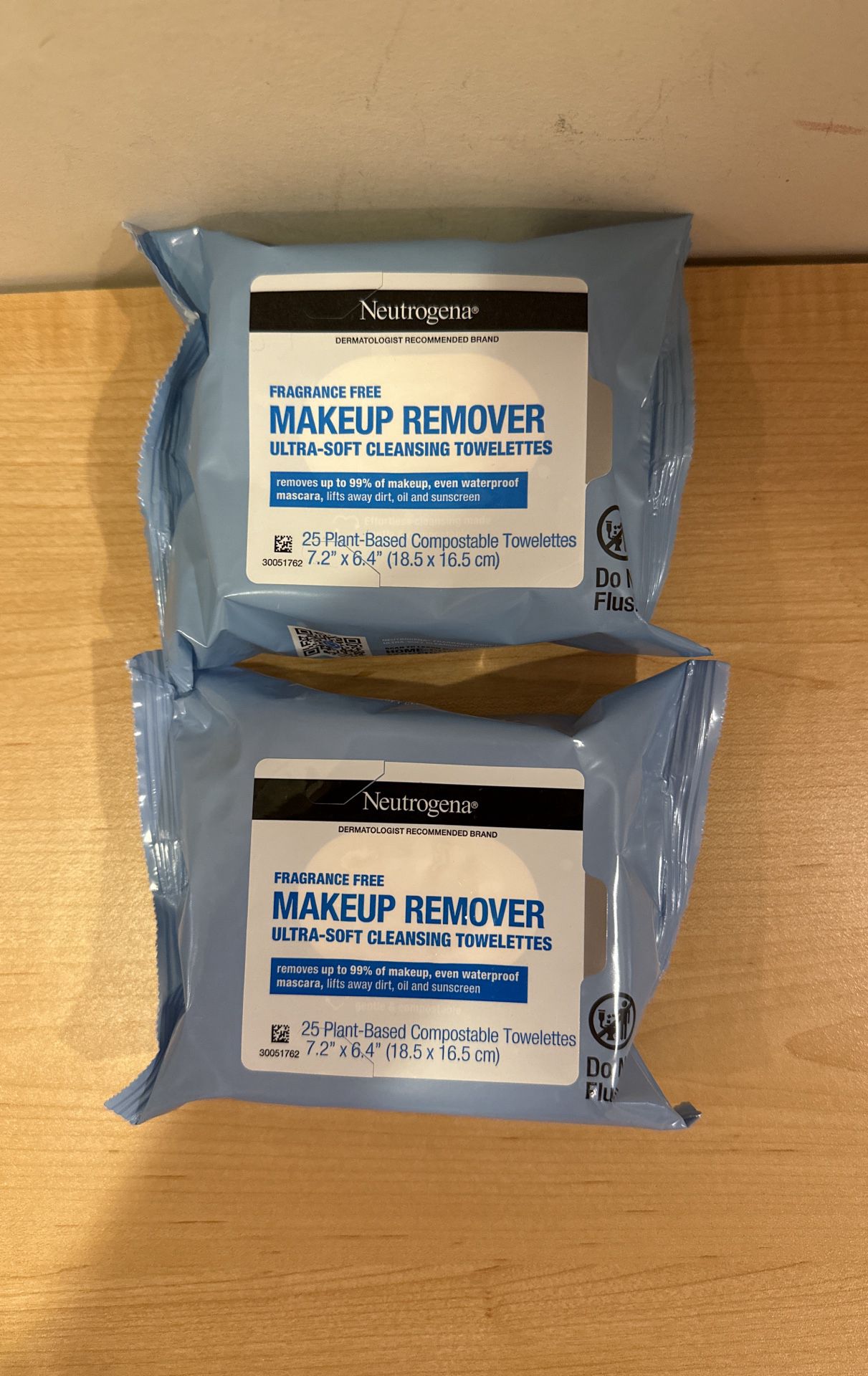 Neutrogena makeup remover wipes 25 count: $3 each