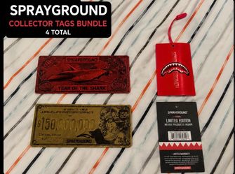 4 Sprayground Tags Bundle – 2 Year of the Shark + 2 Original Tags