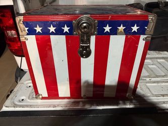 American Flag Storage Trunk with Metal Hardware