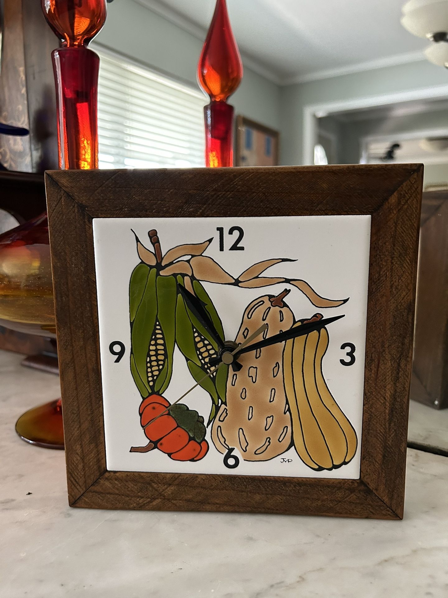Mid Century Modern Vegtable Wall Ceramic Clock