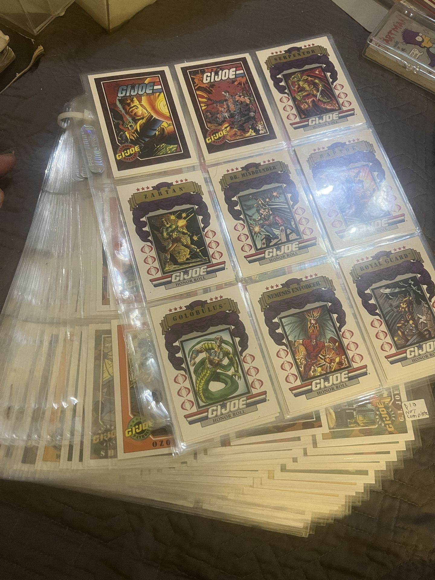 1991 Impel G.I. Joe car lot. 22 partial pages/partial sets.