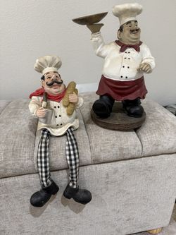 Set of 2 Decorative Chef Figurines – Rustic Kitchen / Farmhouse Deco