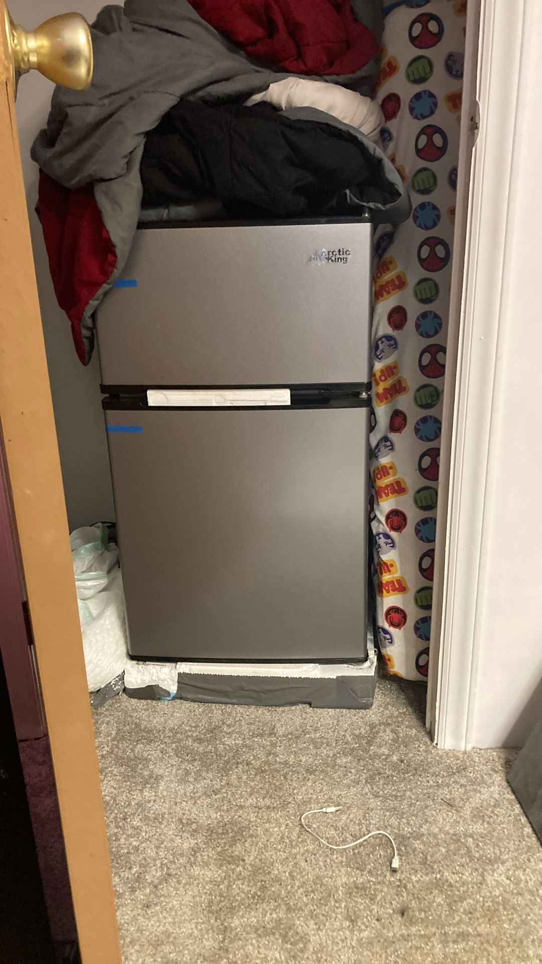 Arctic King 3.2 Cu ft Two Door Mini Fridge with Freezer, Stainless Steel,