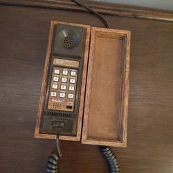 Vintage 1980s SmallTalk Wood Box Flip-Top Telephone - Solid Oak Case