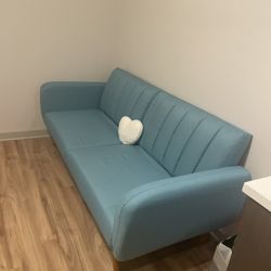 Novogratz Brittany 82 Inch Futon Sofa Bed teal Upholstered Couch Sleeper