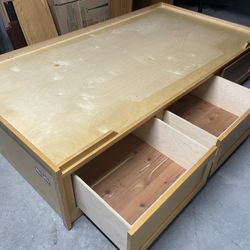 Solid wood twin bed & natural mattress