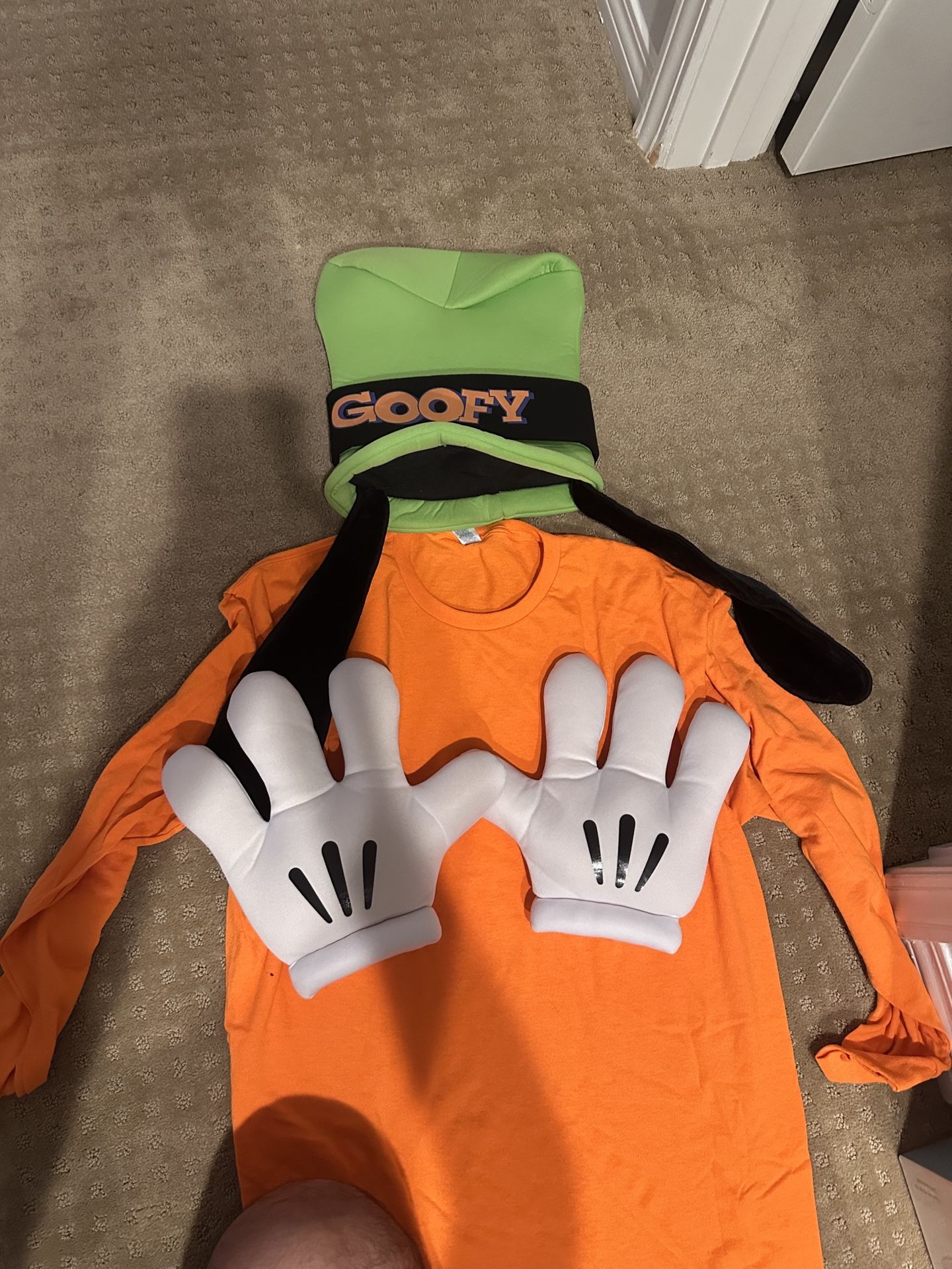 Goofy Hat, Mickey Hands + Orange Shirt