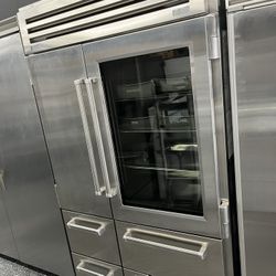 Stainless Steel Built In Subzero Pro 48” Fridge With Glass Door