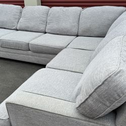 Long Light Gray Sectional Couch