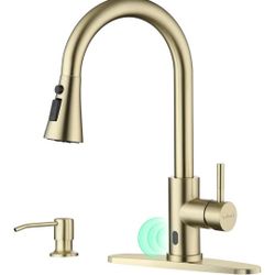 Appaso Gold Touchless Kitchen Faucet With Soap Dispenser